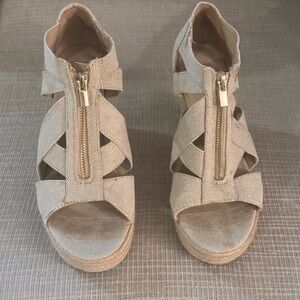 a new day Beige Front-Zip Wedge Sandals